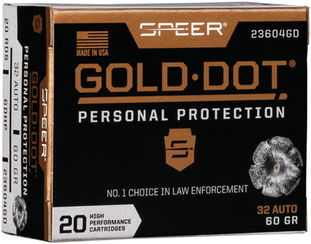Speer .32 ACP 23604GD Gold Dot Personal Protection Hollow Point HP 60 Grain