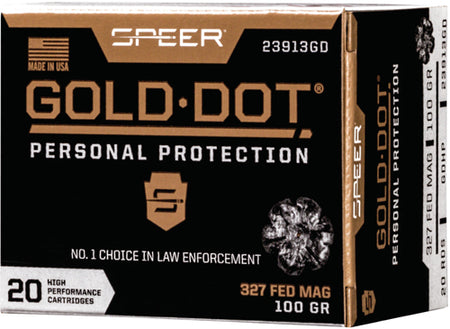 Speer .327 Federal Mag 23913GD Gold Dot Personal Protection Hollow Point HP 100 Grain