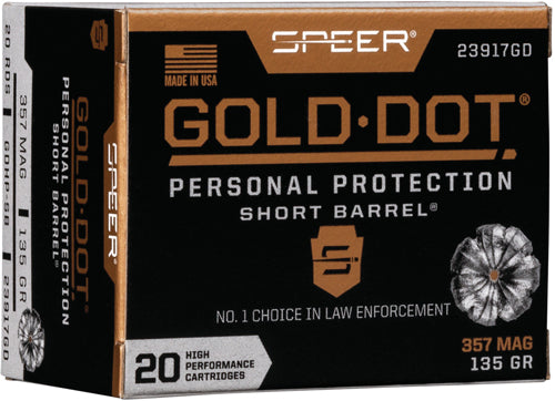 Speer .357 Magnum 23917GD Gold Dot Personal Protection Short Barrel Hollow Point HP 135 Grain