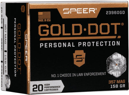 Speer .357 Magnum 23960GD Gold Dot Personal Protection Hollow Point HP 158 Grain