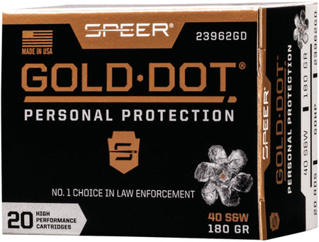 Speer .40 S&W 23962GD Gold Dot Personal Protection Hollow Point HP 180 Grain