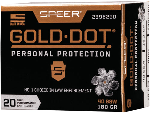 Speer .40 S&W 23962GD Gold Dot Personal Protection Hollow Point HP 180 Grain