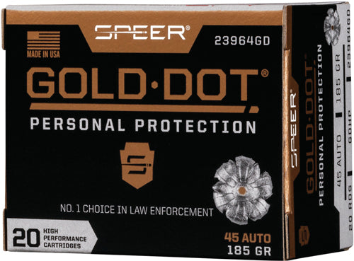 Speer .45 ACP/Auto 23964GD Gold Dot Personal Protection Hollow Point HP 185 Grain