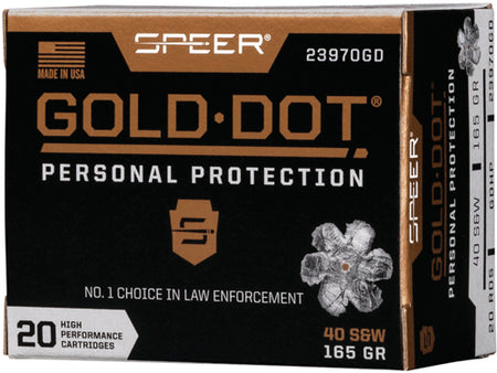 Speer .40 S&W 23970GD Gold Dot Personal Protection Hollow Point HP 165 Grain