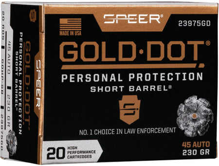 Speer .45 ACP/Auto 23975GD Gold Dot Personal Protection Short Barrel Hollow Point HP 230 Grain