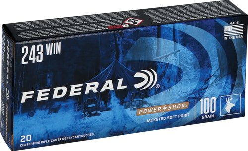 Federal .243 Winchester 243B PowerShok Jacketed Soft Point JSP 100 Grain