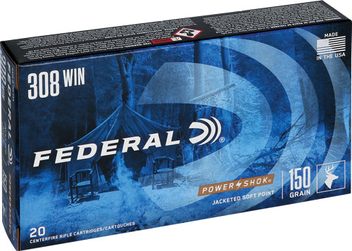 Federal .308 Win / 7.62x51mm 308A PowerShok Jacketed Soft Point JSP 150 Grain