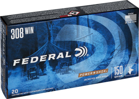 Federal .308 Win / 7.62x51mm 308A PowerShok Jacketed Soft Point JSP 150 Grain