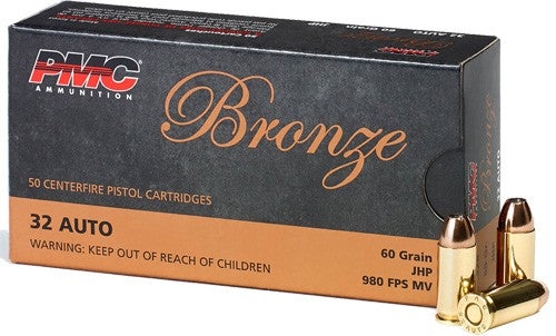 PMC .32 ACP 32B Bronze Jacketed Hollow Point JHP 60 Grain