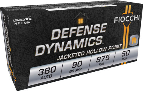 Fiocchi .380 ACP/Auto 380APHP Defense Dynamics Jacketed Hollow Point JHP 90 Grain