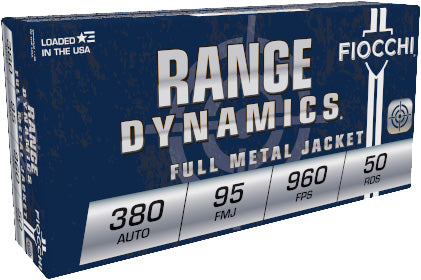 Fiocchi .380 ACP/Auto 380AP Range Dynamics Full Metal Jacket FMJ 95 Grain