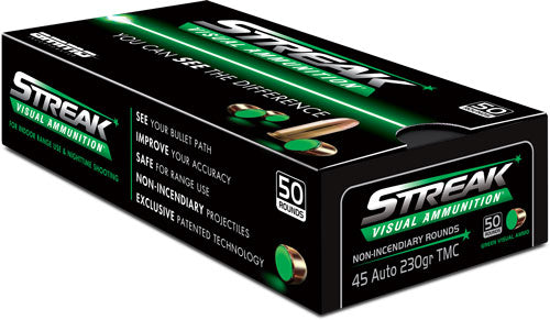 Ammo Inc .45 ACP/Auto 45230TMCSTRKRED50 Streak Visual (GREEN) Total Metal Case TMC 230 Grain