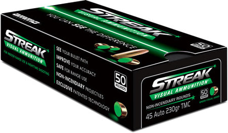 Ammo Inc .45 ACP/Auto 45230TMCSTRKRED50 Streak Visual (GREEN) Total Metal Case TMC 230 Grain