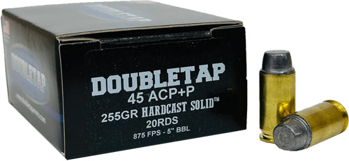 DoubleTap .45 ACP/Auto Handgun Ammo Hardcast +P Semi-Wadcutter Wadcutter 255 grain 