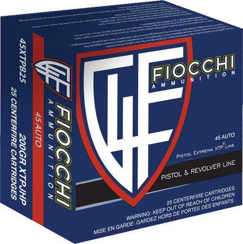 Fiocchi .45 ACP/Auto 45XTPB25 Hyperformance Hornady XTP Hollow Point HP 200 Grain