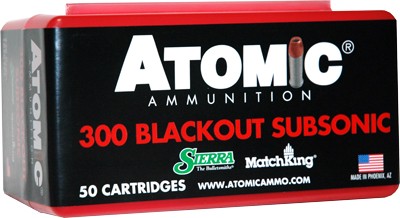 Atomic .300 AAC Blackout 465 Subsonic Hollow Point Boat Tail HPBT 220 Grain
