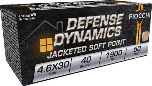 Fiocchi 4.6x30mm HK 46EXB Defense Dynamics Jacketed Soft Point JSP 40 Grain