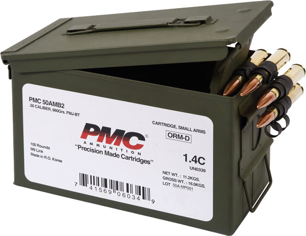 PMC .50 BMG 50ALINK(M/B) Linked Bronze Full Metal Jacket FMJ 660 Grain