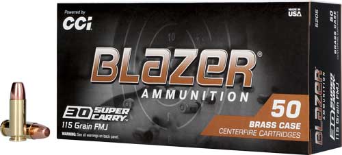 Blazer .30 Super Carry 5205 Brass Full Metal Jacket Flat Nose FMJFN 115 Grain