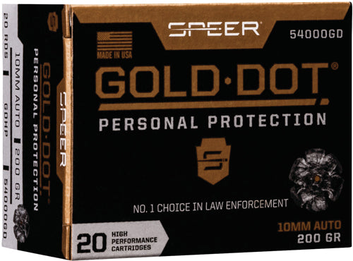 Speer 10mm Auto 54000GD Gold Dot Personal Protection Hollow Point HP 200 Grain