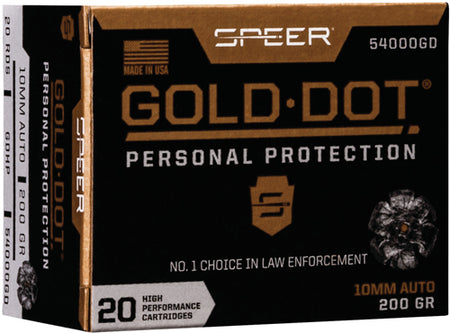 Speer 10mm Auto 54000GD Gold Dot Personal Protection Hollow Point HP 200 Grain