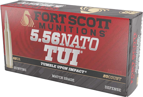 Fort Scott Munitions 5.56x45mm NATO 556062SCV1 Tumble Upon Impact (TUI) Solid Copper Spun CS 62 Grain