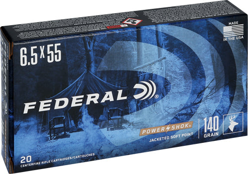 Federal 6.5x55mm Swedish 6555B PowerShok Soft Point SP 140 Grain