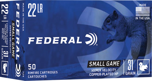 Federal .22 Long Rifle Rimefire Ammo Game-Shok Copper Plated Hollow Point JHP 31 grain 