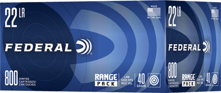 Federal .22 Long Rifle Rimefire Ammo Champion Training Range Pack Lead Round Nose Solid 40 grain 