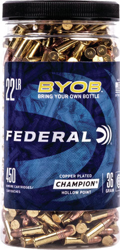 Federal .22 Long Rifle Rimefire Ammo Champion Training BYOB Copper Plated Hollow Point JHP 36 grain 