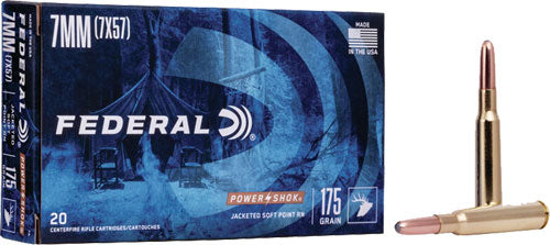 Federal 7mm Mauser 7A Power-Shok Jacketed Soft Point JSP 175 Grain