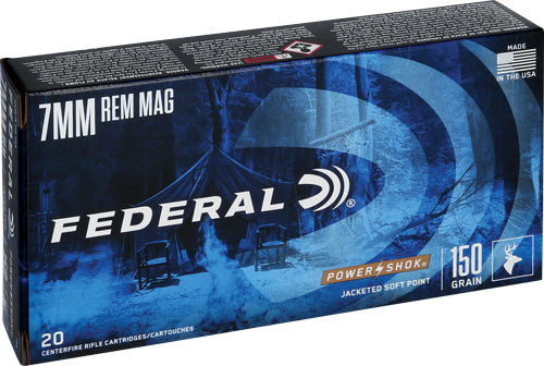 Federal 7mm Remington Mag 7RA PowerShok Jacketed Soft Point JSP 150 Grain