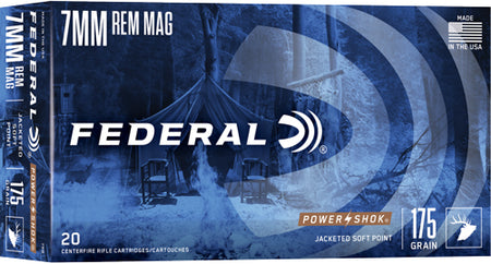 Federal 7mm Remington Mag 7RB PowerShok Jacketed Soft Point JSP 175 Grain