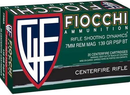 Fiocchi 7mm Remington Mag 7RMA Field Dynamics Pointed Soft Point PSP 139 Grain