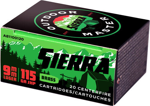 Sierra 9mm Luger/Parabellum A81100120 Outdoor Master Jacketed Hollow Point JHP 115 Grain