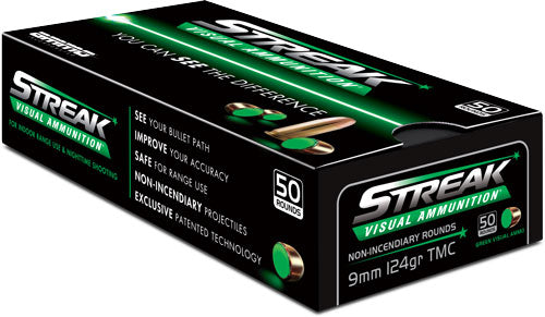 Ammo Inc 9mm Luger/Parabellum 9124TMCSTRKGRN50 Streak Visual (GREEN) Total Metal Case TMC 124 Grain