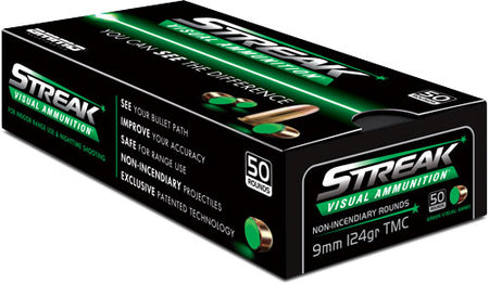 Ammo Inc 9mm Luger/Parabellum 9124TMCSTRKGRN50 Streak Visual (GREEN) Total Metal Case TMC 124 Grain