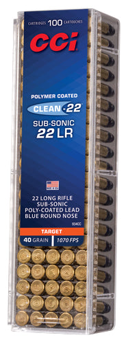CCI .22 Long Rifle 934CC Subsonic Clean-22 Subsonic Lead Round Nose LRN 40 Grain