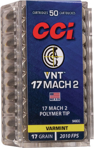 CCI .17 Hornady Mach 2 948CC Mach 2 VNT Varmint Tipped 17 Grain