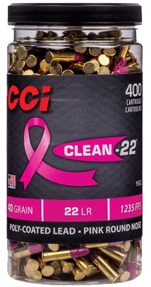 CCI .22 Long Rifle Rimefire Ammo Clean-22 Pink Lead Round Nose Solid 40 grain 
