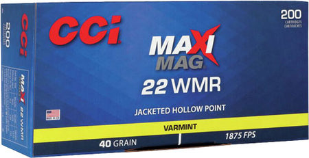 CCI .22 WMR 958 Maxi-Mag Varmint Jacketed Hollow Point JHP 40 Grain