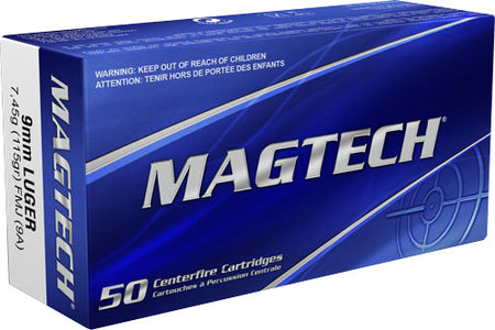 Magtech 9mm Luger/Parabellum 9A Sport Shooting Range/Training Full Metal Jacket FMJ 115 Grain