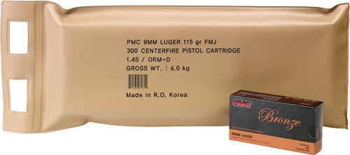PMC 9mm Luger/Parabellum 9ABP Bronze Battle Pack Full Metal Jacket FMJ 115 Grain