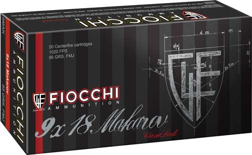 Fiocchi 9mm Makarov 9MAK Heritage Full Metal Jacket FMJ 95 Grain