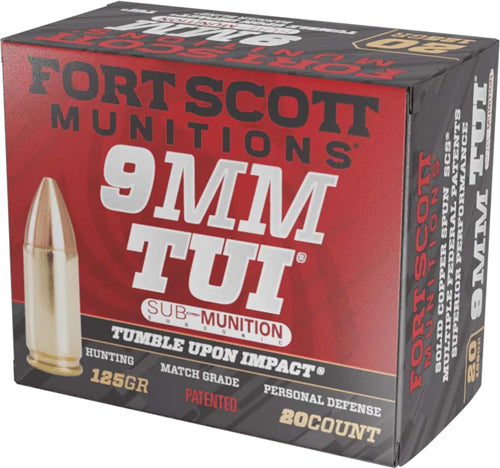 Fort Scott Munitions 9mm Luger/Parabellum 9MM125SCVSS Tumble Upon Impact (TUI) Solid Copper Spun CS 125 Grain