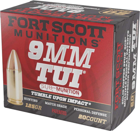 Fort Scott Munitions 9mm Luger/Parabellum 9MM125SCVSS Tumble Upon Impact (TUI) Solid Copper Spun CS 125 Grain