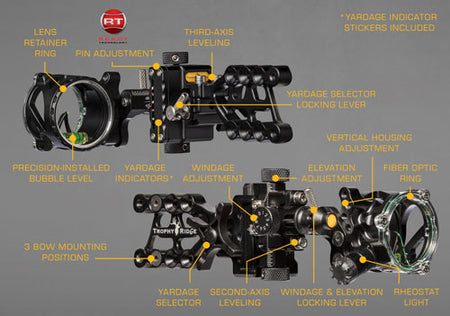 Trophy Ridge React Alpha Single Pin .019 RH Bow Sight Black