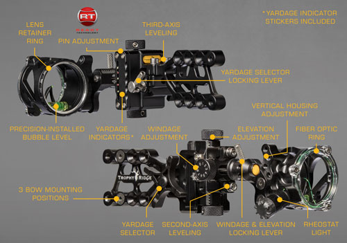 Trophy Ridge React Alpha Single Pin .019 RH Bow Sight Black