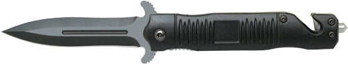 ABKT Stiletto Assisted Opener 3.5" Blade with Strap Cutter & Glass Breaker Black