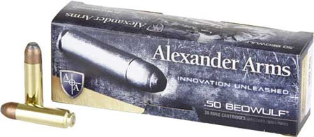 Alexander Arms .50 Beowulf AB400FPBOX FP Flat Point 400 Grain